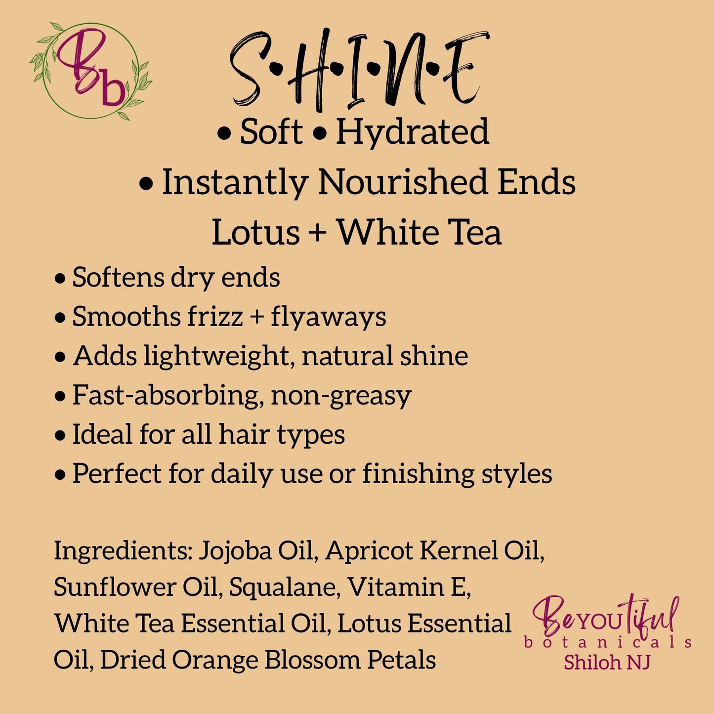 SHINE Hair Oil | Lightweight Frizz Control | Lotus White Tea